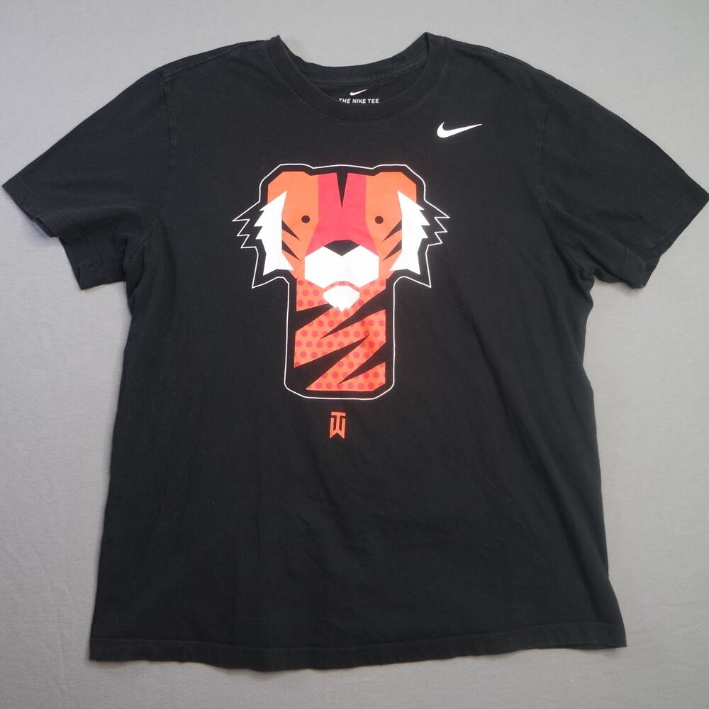 VTG Nike Tee Golf Tiger Woods Men’s Large Black Cotton Shirt Tiger Logo